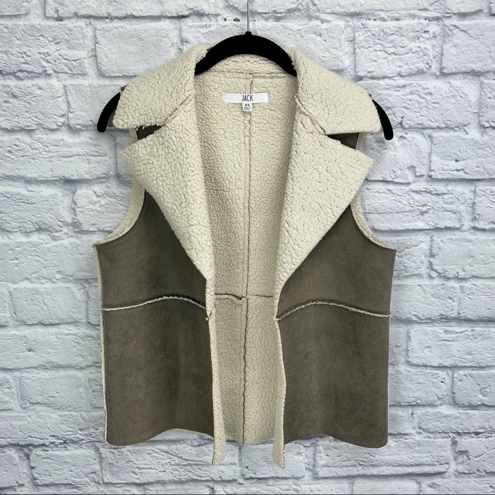 JACK by BB Dakota Sherpa Faux Suede Open Front Vest - Size Small